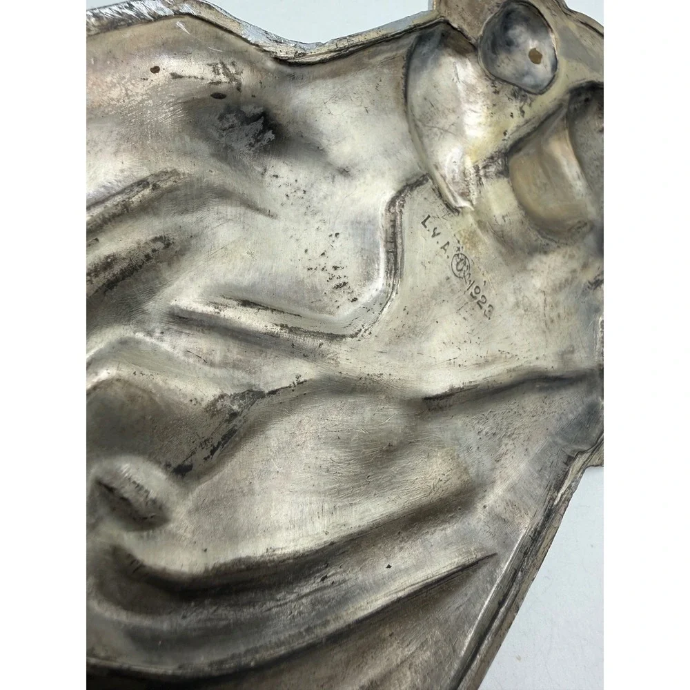 Vintage L.V.A. 1923 Saint Joseph and Child Jesus Silver Tone Relief Plaque 6.25